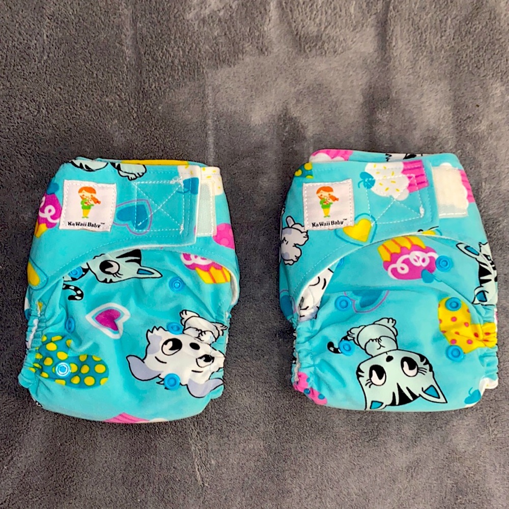 Kawaii Baby Cloth Pocket Diapers size 0-6mo